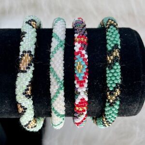 HAND CRAFTED in Nepal Beaded Bracelets (set of 4) #227